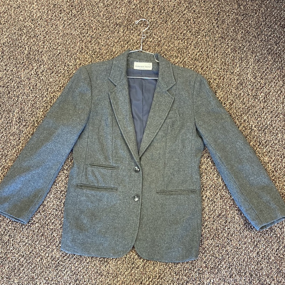 Vintage Women’s Changing Scene Blazer in Recycled Wool Blend Grey Size 12